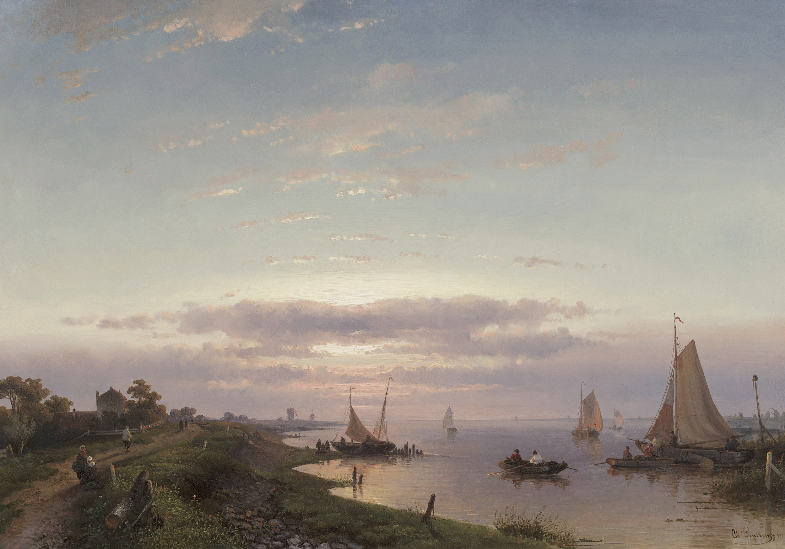 Evening river scene in summer